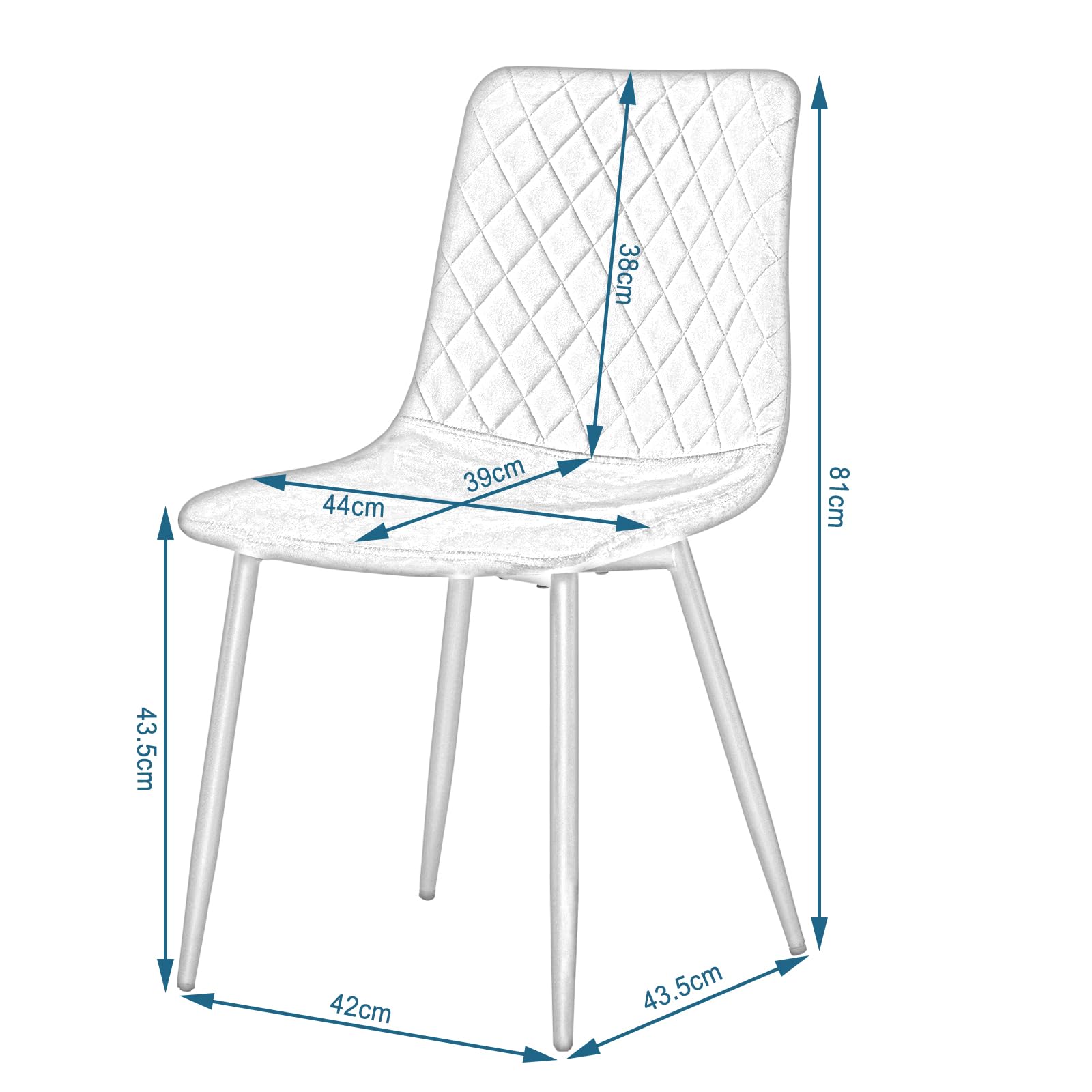 EUGAD Sedie da Cucina Set da 4, Sedie Imbottite con Gambe in Metallo, Seduta in Velluto, per Camera da Letto, Sala da Pranzo,Grigio Scuro