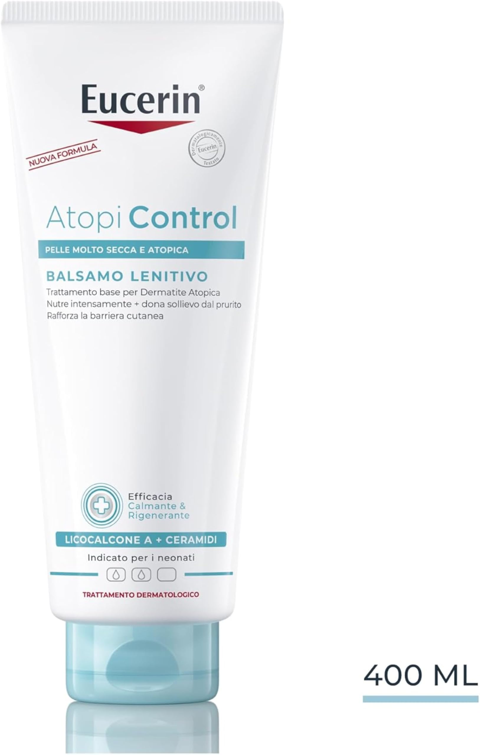 Eucerin Atopi Control Balsamo Corpo Lenitivo 400 ml, Crema dermatite atopica quotidiana dalla texture leggera, Crema idratante corpo con Ceramidi per pelle secca, irritata e atopica