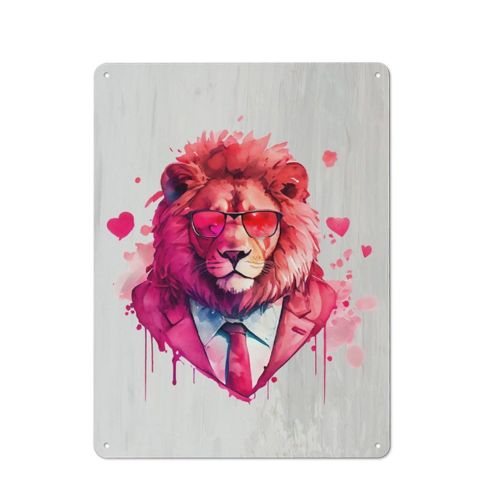 Junmoney Gangster Lion Funny Vintage Metal Sign With Design 40X30cm, Rustic Bar Wall Plaque For Bar, Kitchen, Garage Or Games Room