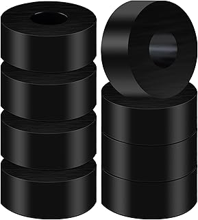 Multi Purpose Rubber Spacer 1 Inch OD x 3/8 Inch ID x 1/2 Inch Rubber Isolation Pads Thick Rubber Washer High Damping Vibration Damping Rubber Ring Black Round Spacer for Home (Black)