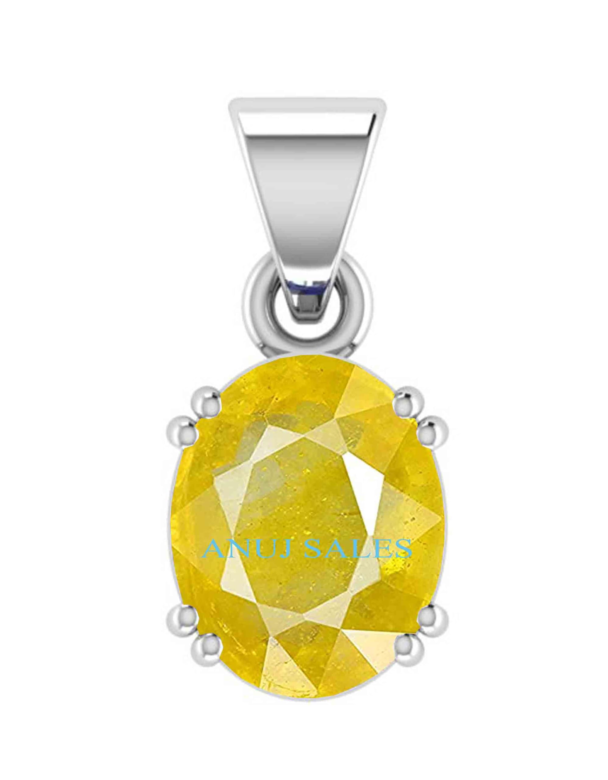 15.25 Carat Natural Yellow Sapphire Pendant/Locket Pukhraj Stone Original AAA+ Quality Gemstone Silver Plated Pendant for Men and Women-image-9