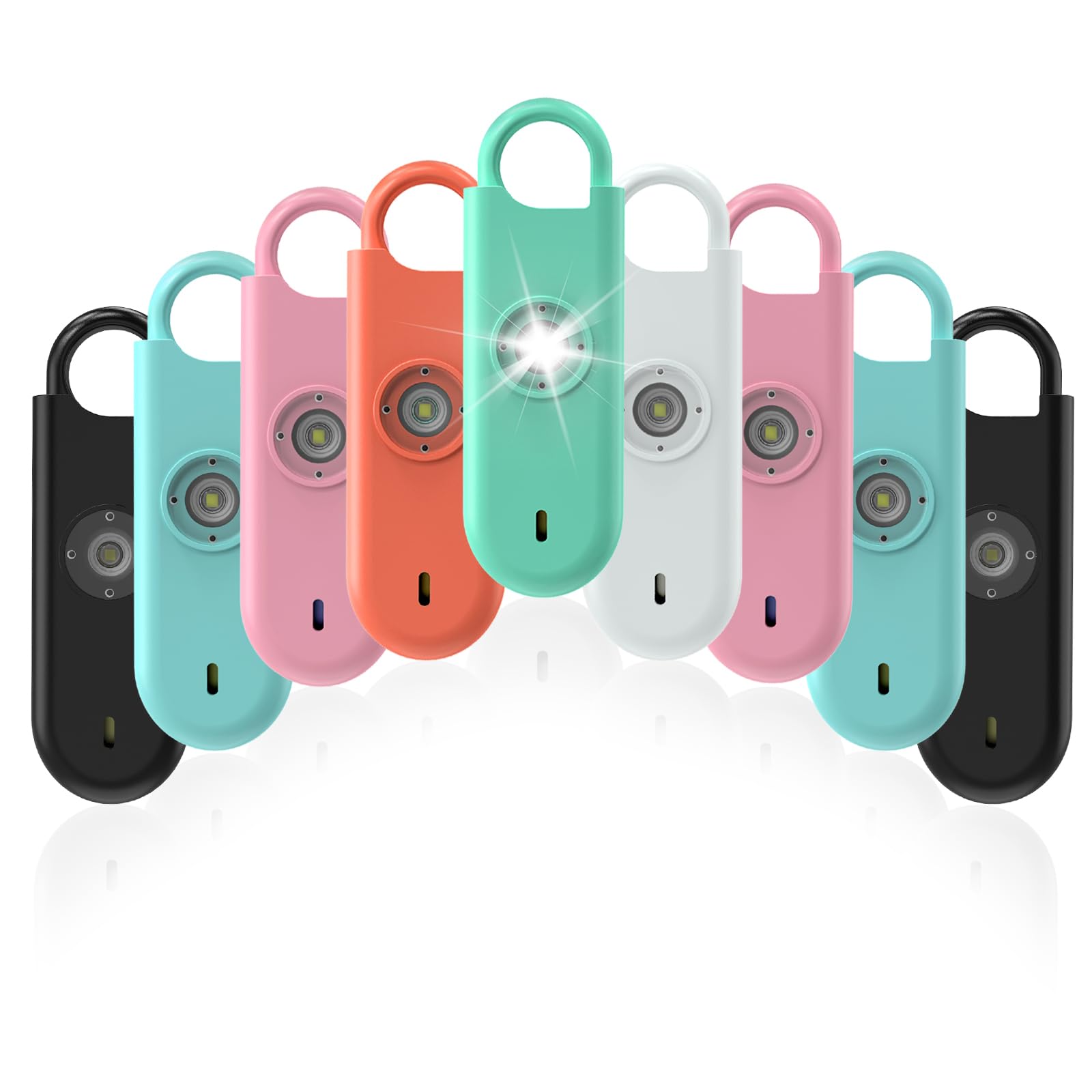 Fauxomor Personal Safety Alarm for Women, 9 Pack 140DB Rape Panic Attack Alarm Keychain Police Approved with Low Battery Notice with Strobe Light, Gift for Kids Elderly College Girls
