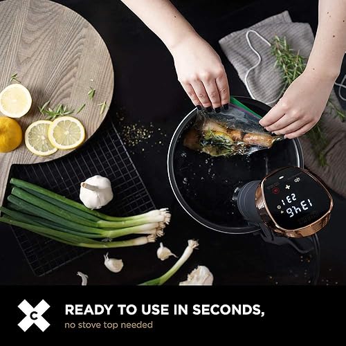 Miniatura 5 de Crux Sous Vide - Cocina de precisión, cocina lenta de estilo profesional saludable, bomba silenciosa de 360 grados, pantalla táctil retroiluminada,