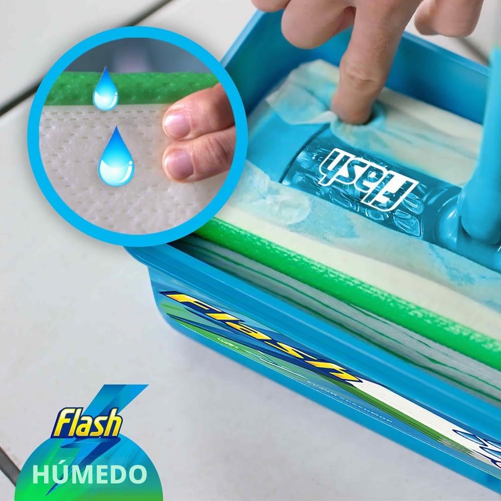 Flash Speedmop - Toallitas húmedas para limpieza de suelos, 96 paños (24 x 4), antibac Lemon multisuperficie, atrapa y bloquea la suciedad, la grasa y la mugre diariamente sin ponerse de rodillas (el
