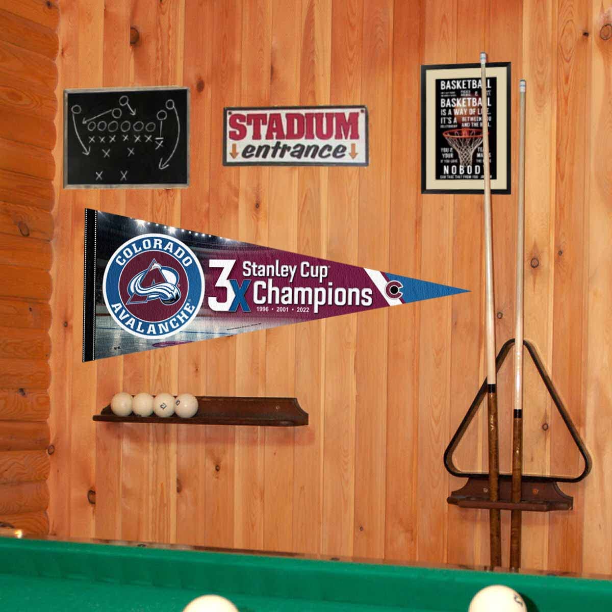 WinCraft Colorado Avalanche 3 Time Cup Champions Pennant Banner Flag