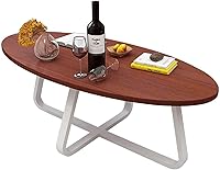 Vista 4 de Mesa Modern Oval Coffee Table MDF Wood Small Tea Table w/Metal Legs Mid Century Center Table Side End Table for Living Room Sofa Bedroom Balcony