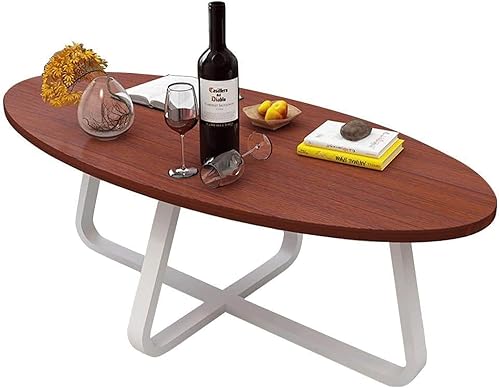 Miniatura 4 de Mesa Modern Oval Coffee Table MDF Wood Small Tea Table w/Metal Legs Mid Century Center Table Side End Table for Living Room Sofa Bedroom Balcony