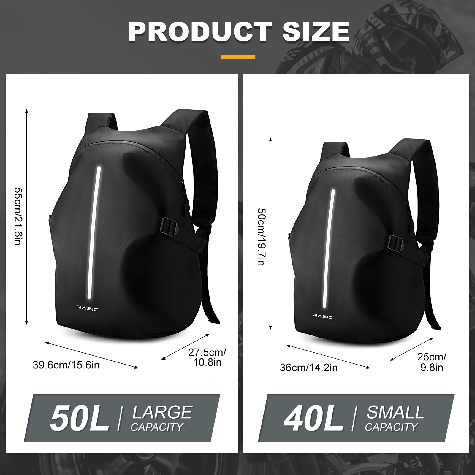 Zaino Portacasco da Moto, Zaino Uomo Donna Impermeabile Cinturino per Casco da Moto, Nero L
