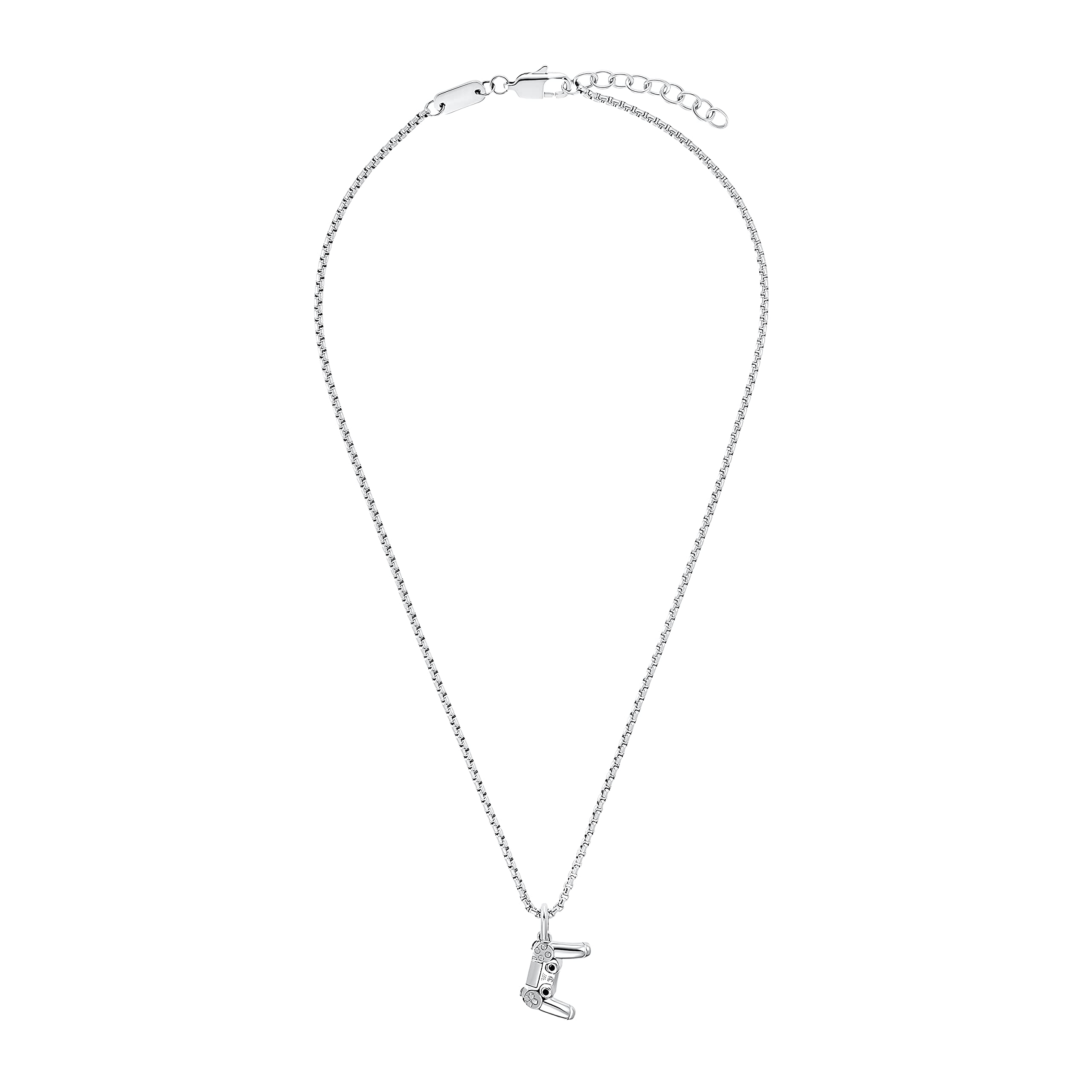 s.Oliver Collier pour enfant garçon avec pendentif en acier inoxydable/cuir, motif, livré dans un coffret cadeau.