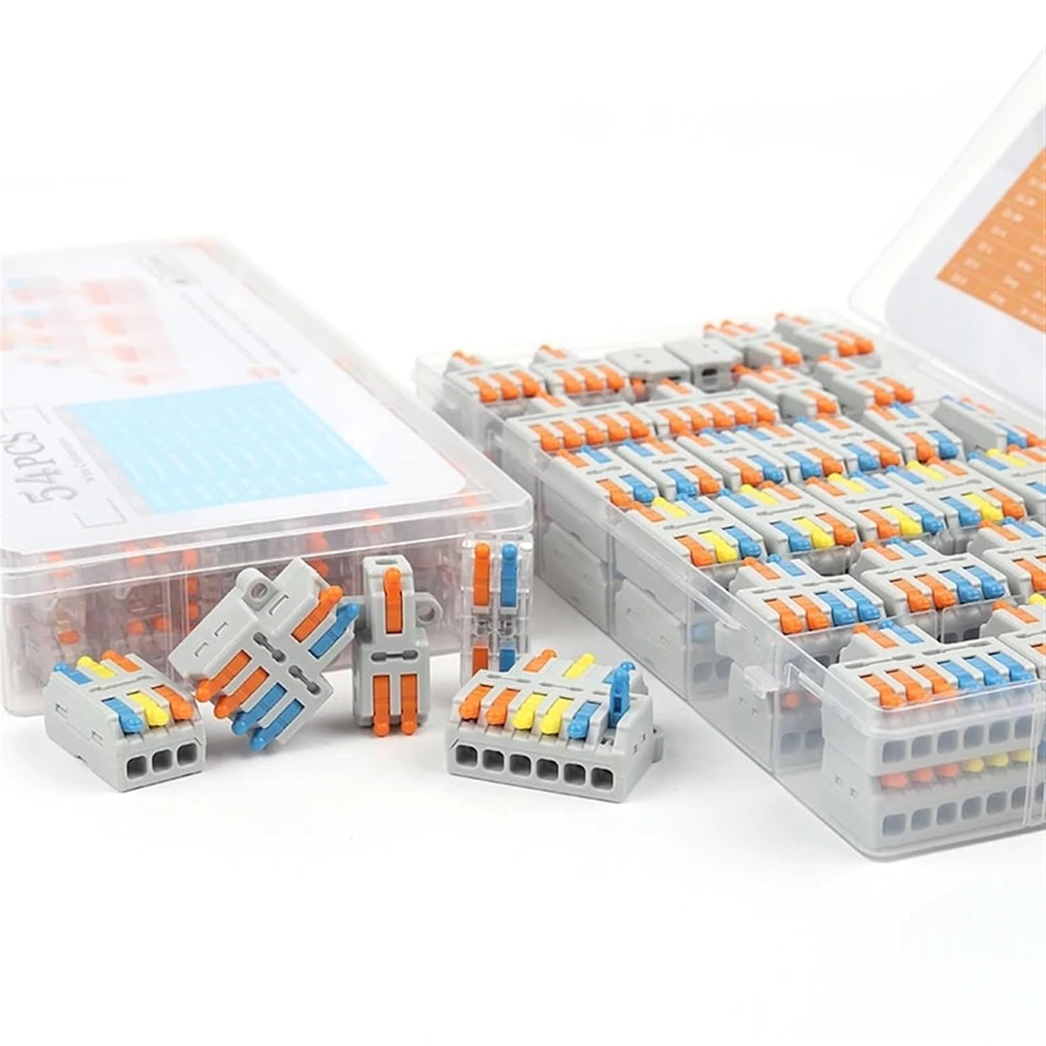 Mix Mini Universal Compact Wire Connector Splicing Conductor Butt Terminal Block 0.08-2.5(4.0) mm2 for Home LED Junction Box(54PCS GR M)