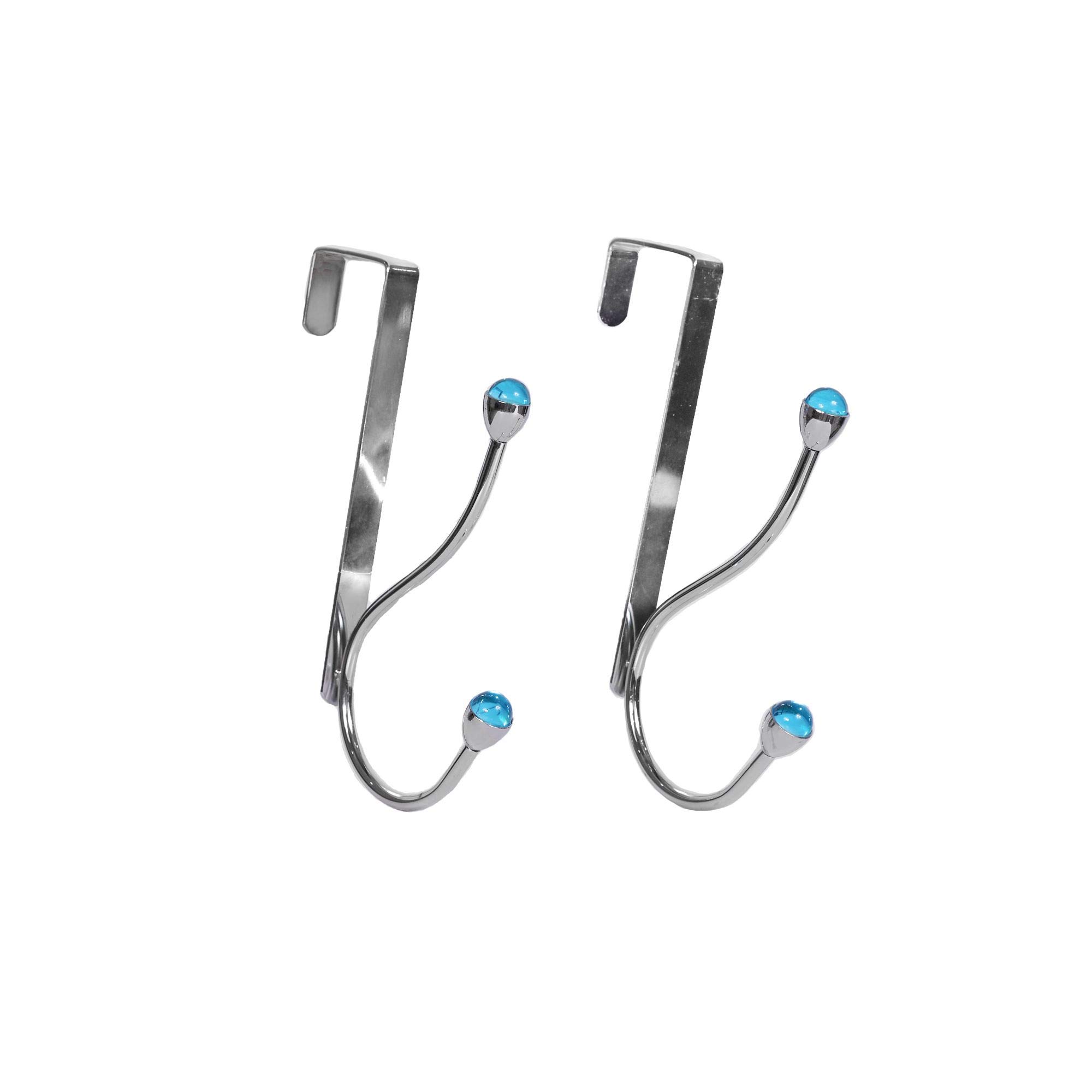 Elegant Home FashionsSingle Hook Over The Door Hanger with Blue Acrylic Jewel Finish