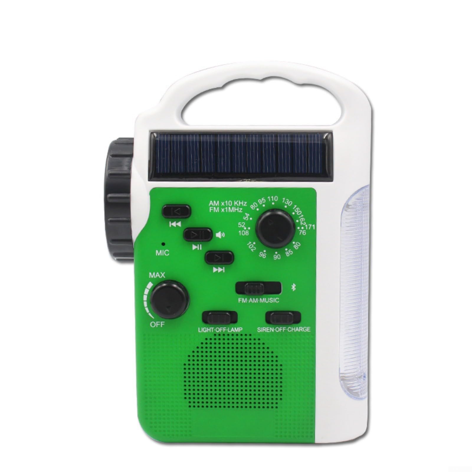 Radio d'urgence Multi-Fonctionnelle Radio et Lampe de Poche Solaires ainsi Manuelles chargeur de téléphone portable(green)