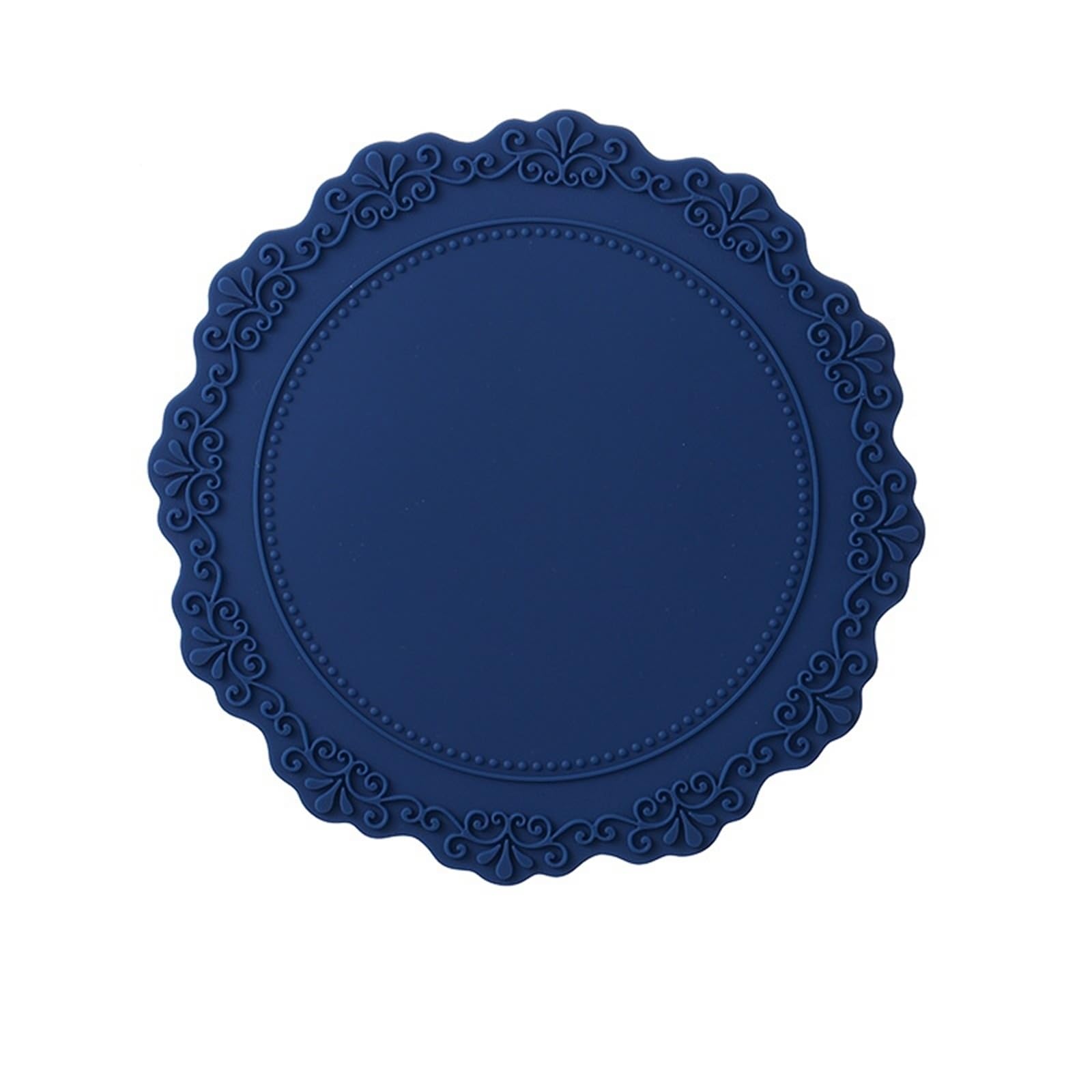 Placemat - Juego de 6 manteles individuales de 23 cm, diseño de flores, color azul marino