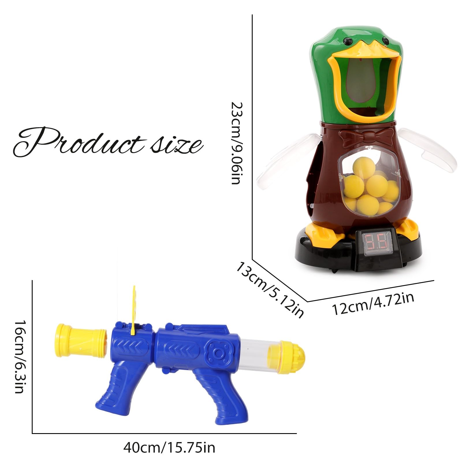 Hungry Shooting Duck Toys Air-powered Gun Soft Bullet Ball With - Foto 5