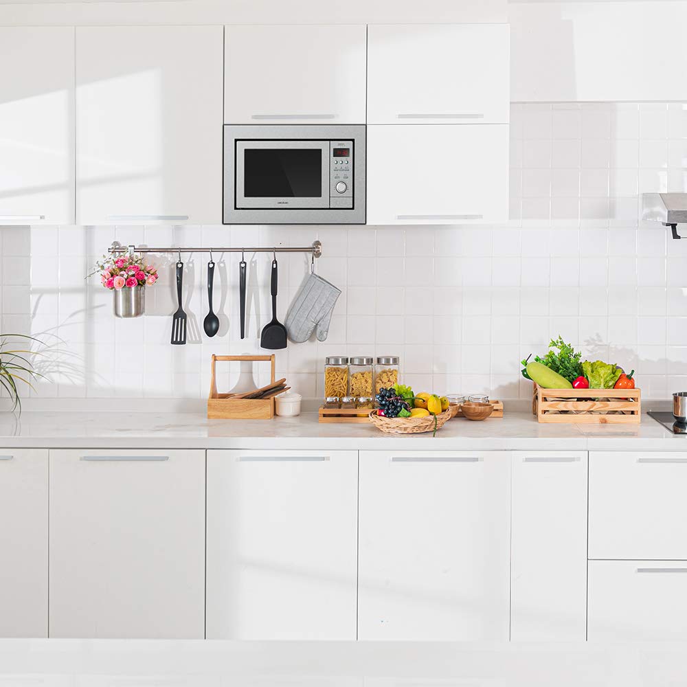 Cecotec Micro-ondes encastrable numérique et tactile GrandHeat 2500 Built-in Touch SteelBlack, 900 W de puissance. 25 L, gril de 1000 W, 8 fonctions préréglées, Minuterie (Acier)