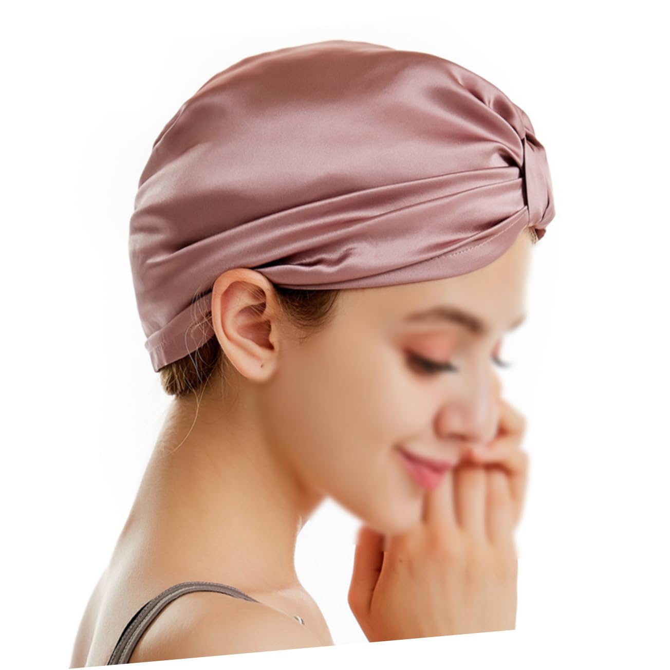 CALLARON 2 Stück Seiden Haar Trockenkappe Schnelltrocknende Haarhaube aus Seide für Zuhause Bad Reisen und Sport Wasserabsorbierend für Haare Rot