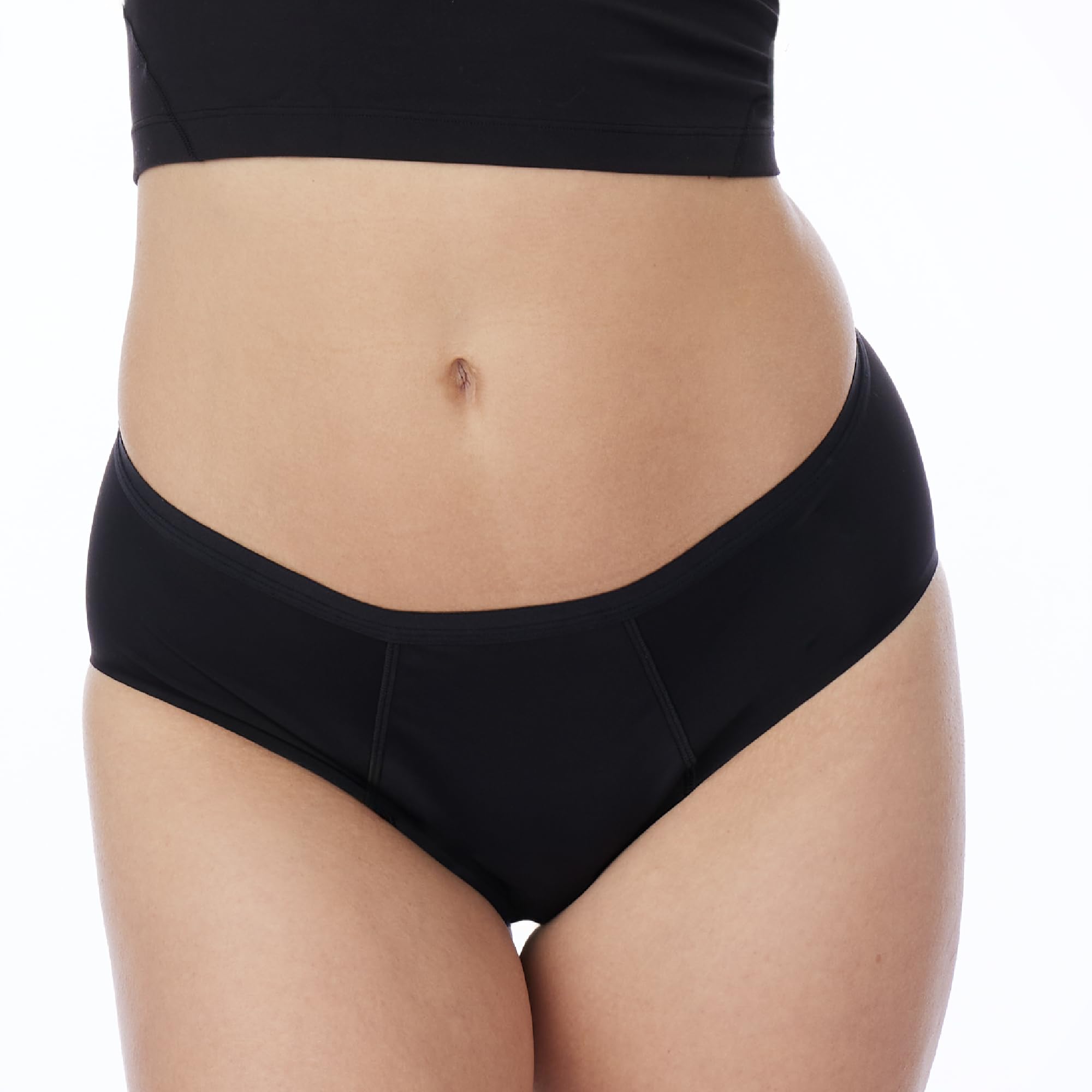 Proof. by Always Brief, Overnight Absorbency Period Underwear for Women - Holds up to 9 Regular Tampons - Washable Leakproof Period Panties - M, Black