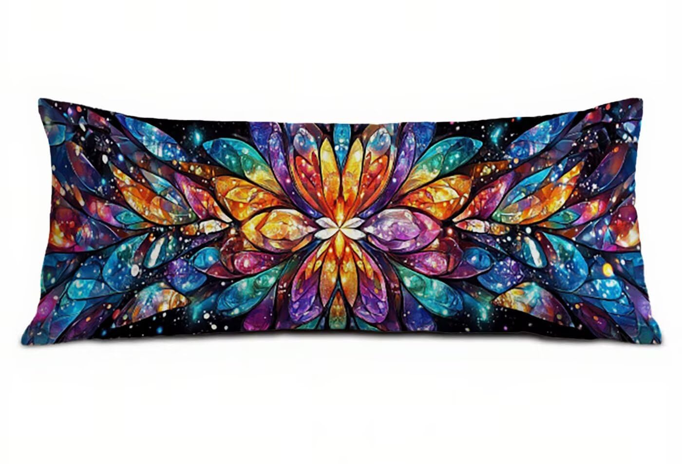 Poduszka do spania na boku 60 x 180, kolorowa poszewka na poduszkę 60 x 180 cm, poduszka do spania na boku, lniana, oddychająca i miękka, mandala, na sofę, do sypialni, dekoracja salonu B-4510