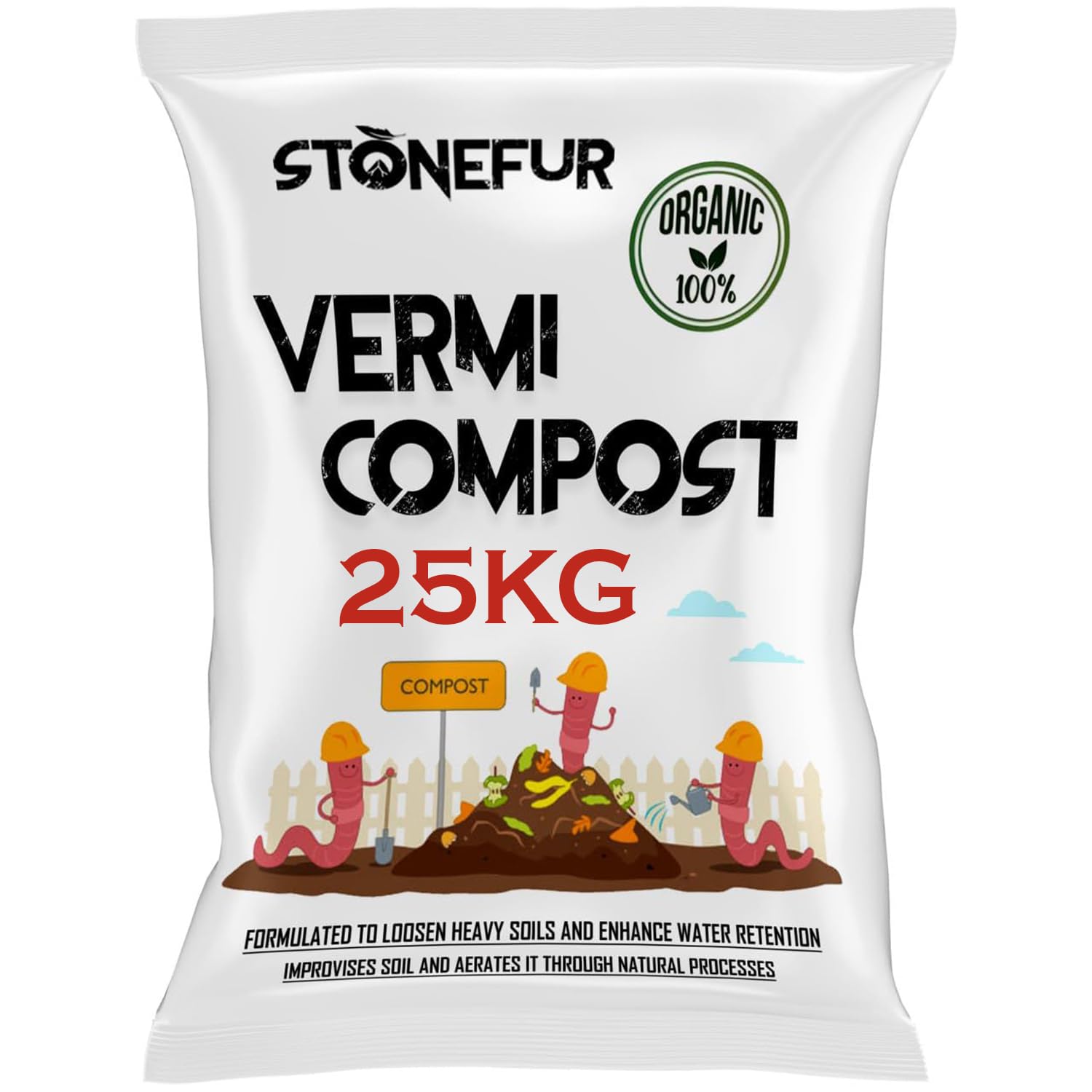 STONEFUR vermicompost for plants 25kg |compost for plants home garden|Organic Vermicompost Fertilizer Manure For Plants 25 kg (B0CZV11HX1) Amazon Price History, Amazon Price Tracker
