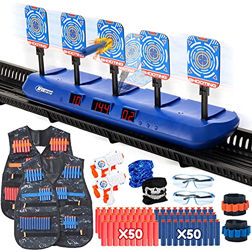 BFUNTOYS Shooting Target Glow in The Dark for Kids â€“ Compatible with Nerf Gun, Shooting Practice Toys for Boys, with 2 Take Apart Toy Guns, 50 Foam Darts, 10 Floating Ball, 5 Targets and 2 Wrist Band