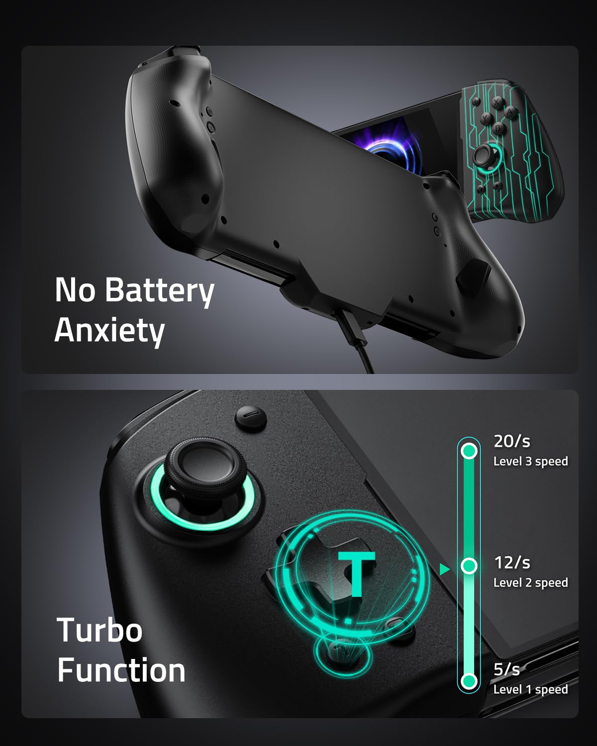 PALPOW Controller Switch luminoso – Compatibile con Nintendo Switch/OLED, design Luminpad ergonomico, Joypad monoblocco, RGB, Turbo, Mapping – Nero Meccanico Cyber