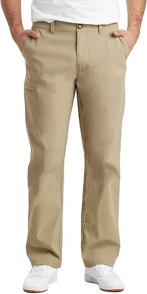 UNIONBAY mens Rainier Lightweight Comfort Travel Tech Chino Hiking Pants, Khaki, 32W x 30L US