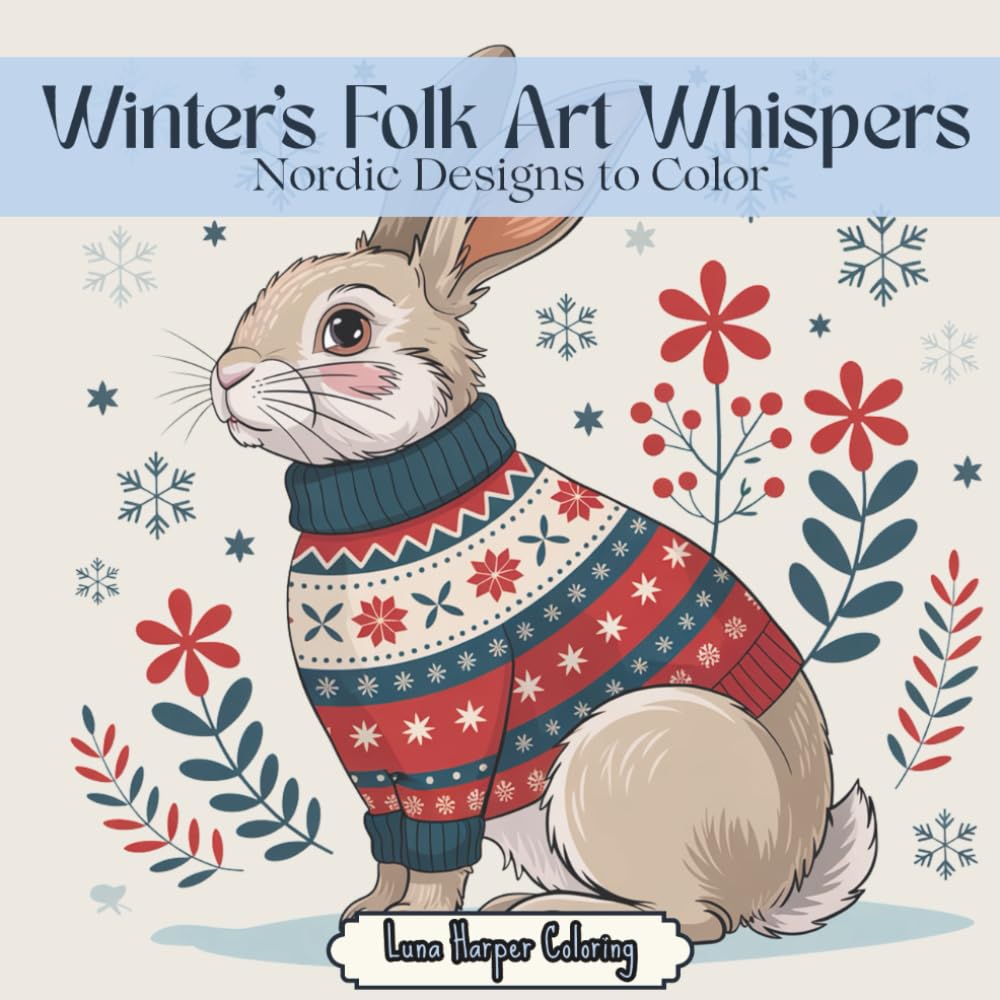 Winter’s Folk Art Whispers: A Scandinavian Folk Art Adult Coloring Book with Nordic Winter Scenes, Cozy Patterns & Enchanted Designs