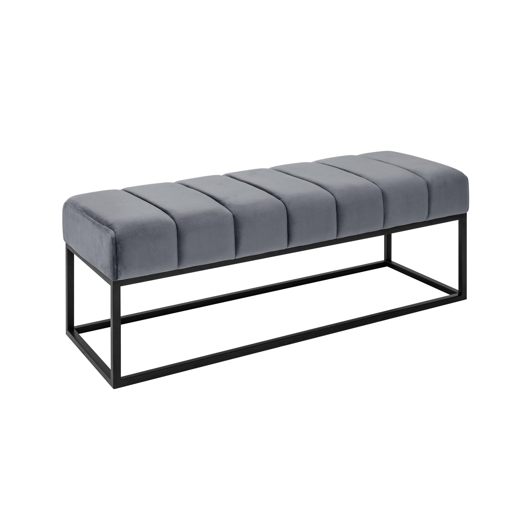 Riess Ambiente Moderne Sitzbank - Petit BEAUTÉ - 110cm - Silbergrau Samt - schwarzes Gestell