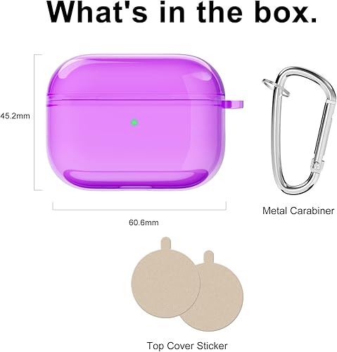 Miniatura 6 de Funda para AirPods Pro de Plástico Duro Transparente, Funda Simple Transparente Linda para AirPods Pro 1 Generación con Llavero, Accesorios de Funda