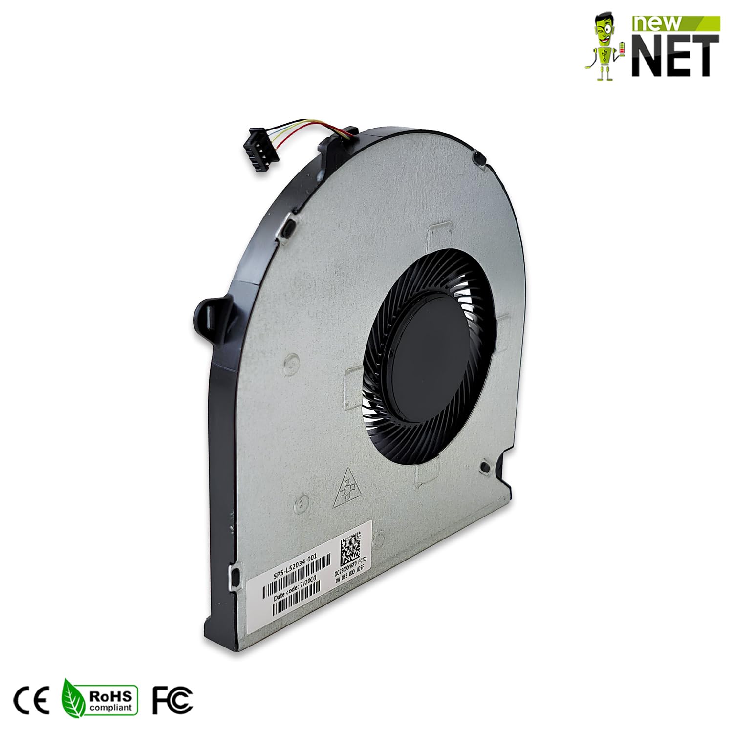 New Net - Ventola CPU Fan compatibile con HP 15-dw, 15-gw, 15s-dr, 15s-du, 15s-dy, 15s-gr, 15s-gu, 15t-dw, 15z-gw, 250 G8, 250 G9, 250R G9, 255 G8, 255 G9, 256 G8 [4 pin - diametro 55 mm]