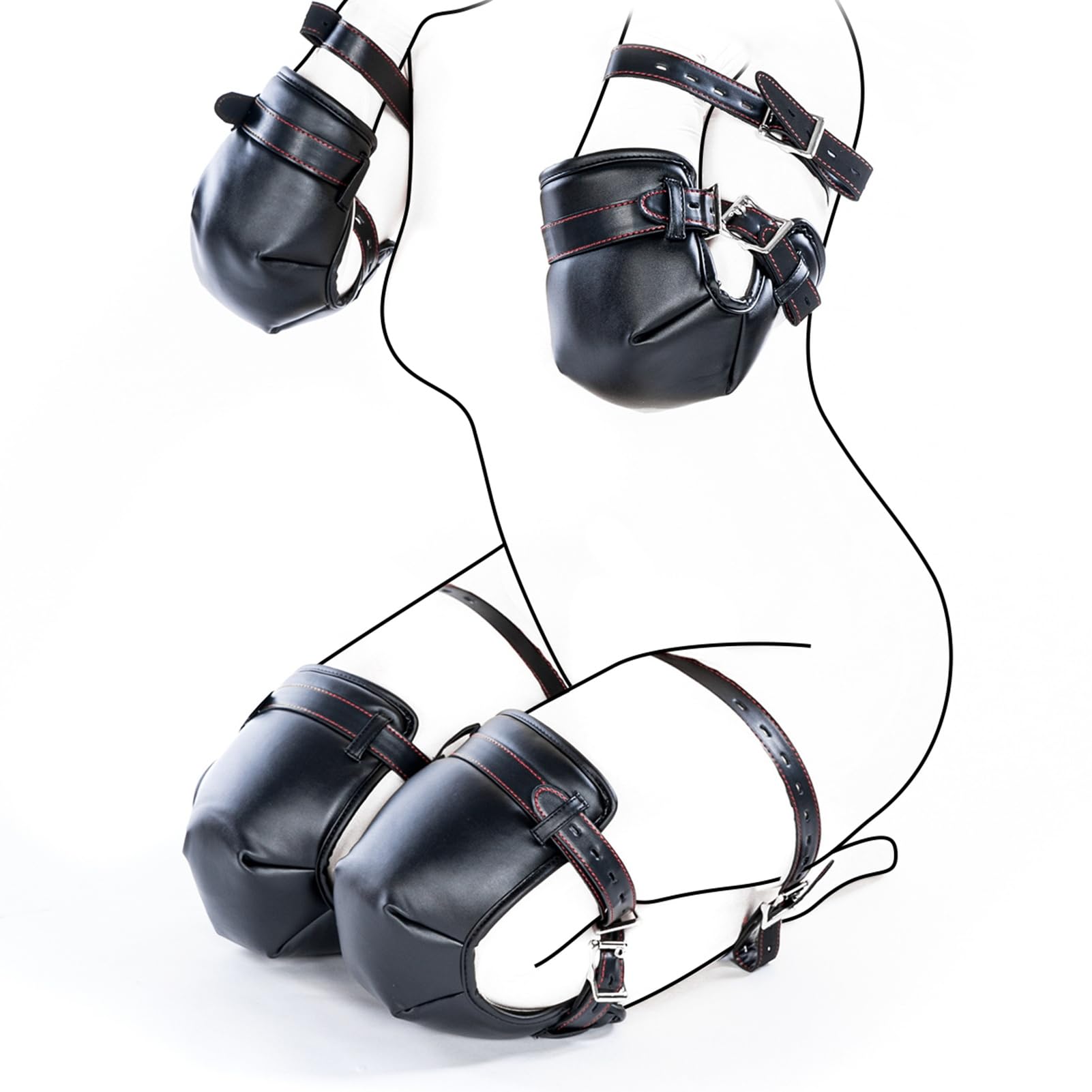 SXOVO Kit BDSM Retenue et Bondage - Kits de Bondage pour Ramper pour Esclave Cosplay, BDSMS Set Accessoires Hard avec Genouillères + Coudières + Harnais BDSM pour Mains et Pieds, Sex Toýs Couple