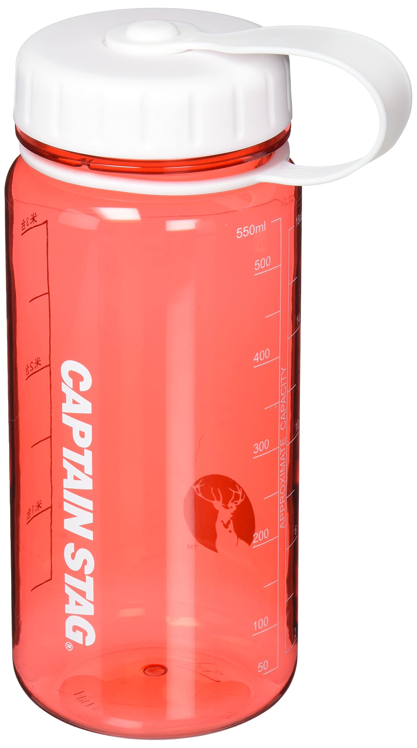 Captain Stag UE-3388 Water Bottle, Sports Bottle, 19.4 fl oz (550 ml), Direct Drinking, Rice Marking, 3.5 Cups, Red