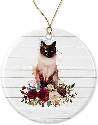 Adorno de gato siamés – Adorno de gato de regalo para mascotas – Adorno de Navidad de gato siamés – Regalo para los amantes de los gatos siameses –