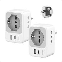 Adattatore Presa Inglese a Spina Italiana Pack da 2, TESSAN Adattatore UK con USB C e USB A