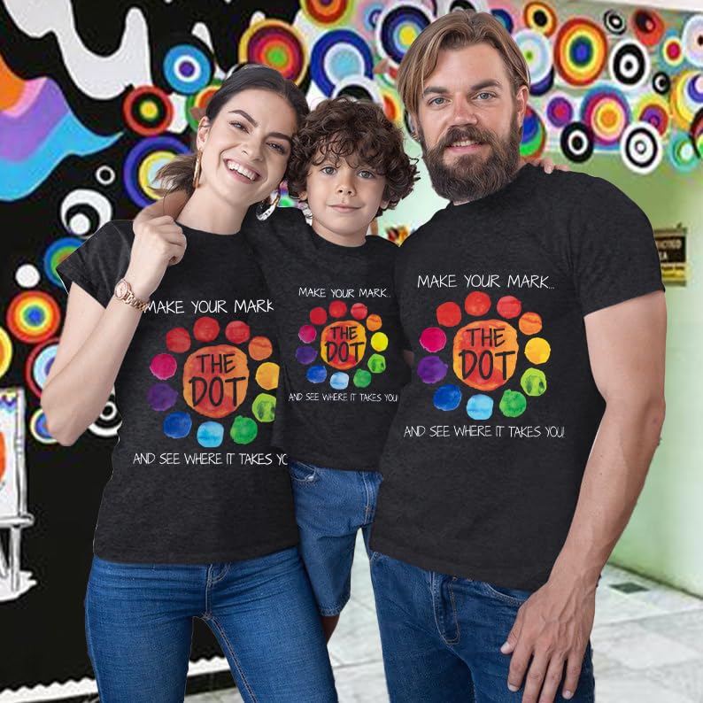 BANGELY International Dot Day Shirt Family Outfits Funny Make Your Mark Boy Girl Shirts Colorful Dot Day Short Sleeve Tops4
