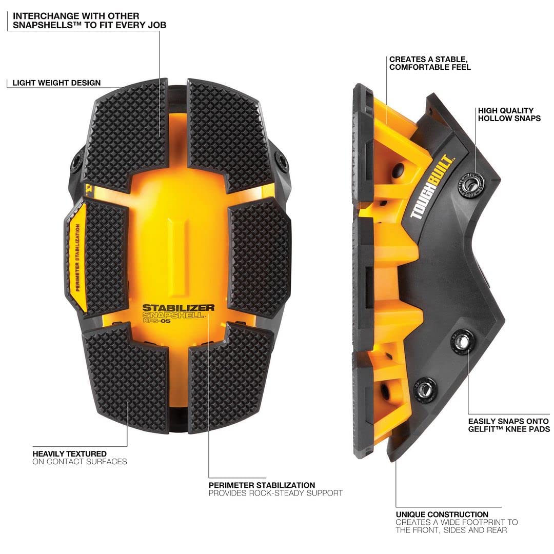 ToughBuilt – Stabilizer SnapShell™ für GelFit™ oder FoamFit™-Knieschoner – ergonomischer Halt und verstellbare Riemen für eine bequeme Passform – (TB-KPS-05-DE)