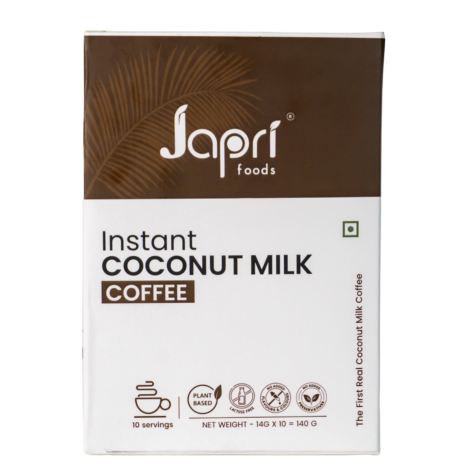 Japri Instant Coconut Milk Coffee Premix | Japri Foods | Plant Based | Lactose Free | Non-Dairy Coffee | Vegan Friendly | 14g x 10 Sachets (140g)