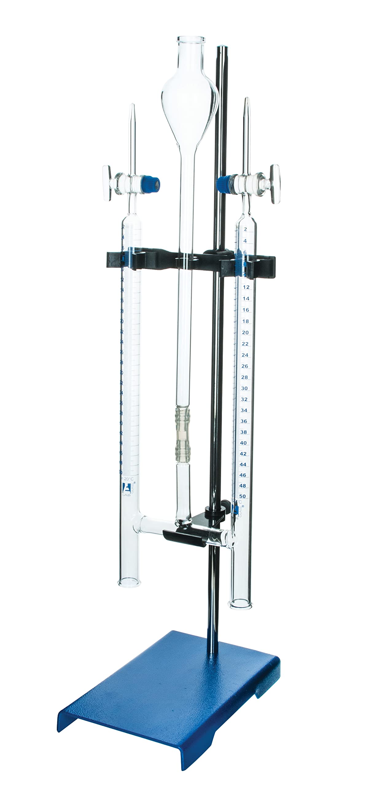 EISCO Hoffman Electrolysis Apparatus with Glass Stopcocks - Hoffman Voltameter - Borosilicate Glass - Includes (2) Platinum Electrodes & (2) Carbon Electrodes