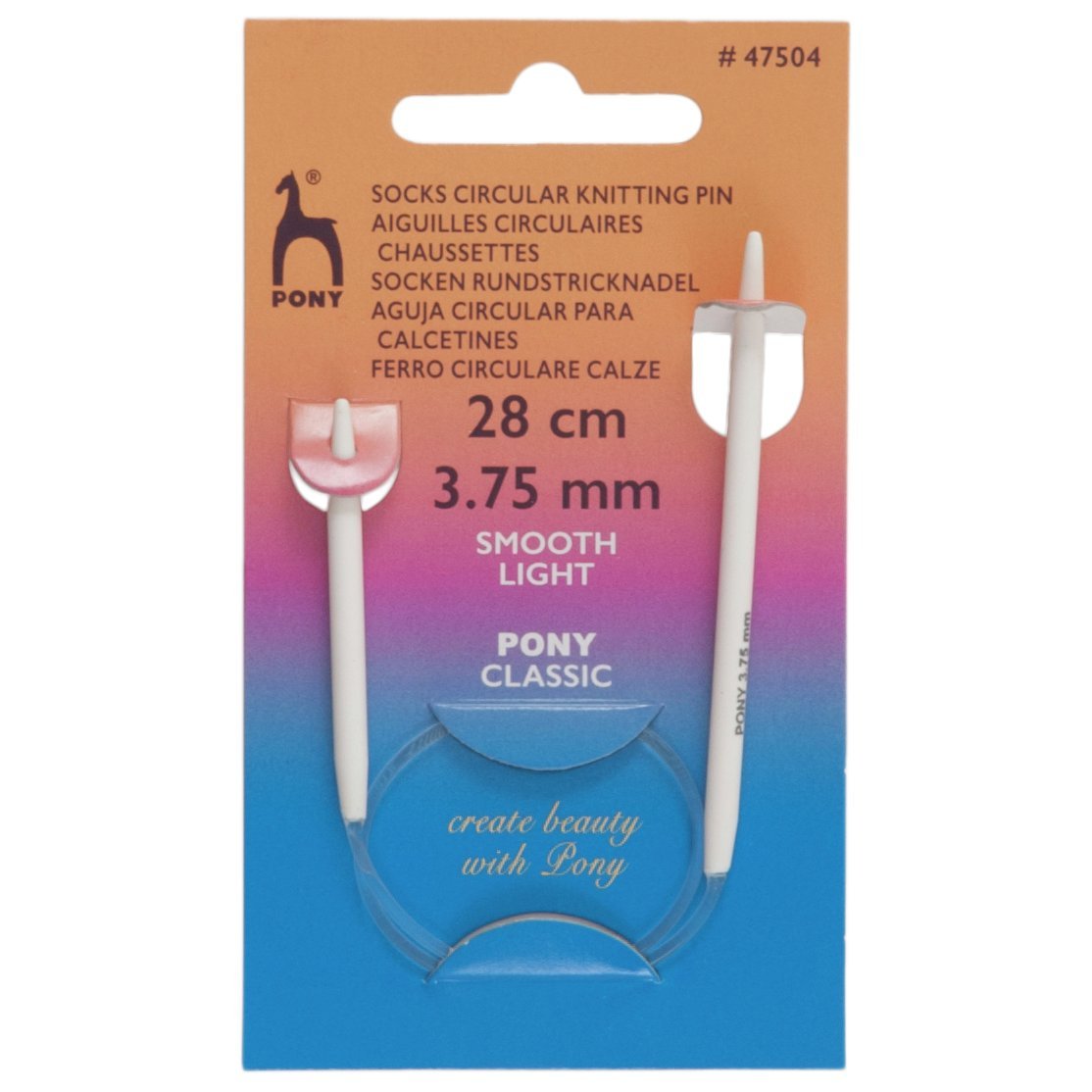 Pony Sock Circular Fixed Knitting Pins - 28Cm x 3.75mm