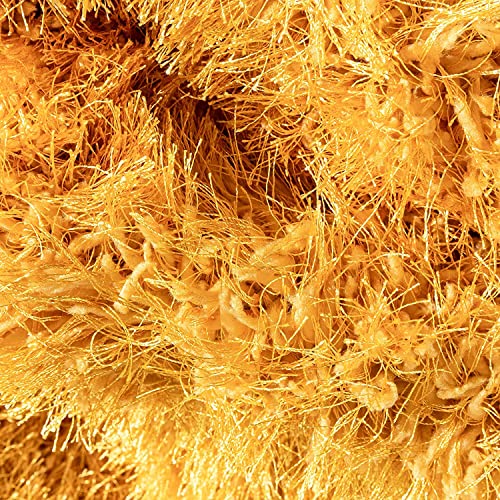 Image of Carpet for Living Room, 4x4 (Square) Feet Yellow Solid Plain Modern Polyster Luster Shaggy Ultra Thick and Pluffy Soft Shag Area Rug for Your Bedroom, Kid Room, Office and Home