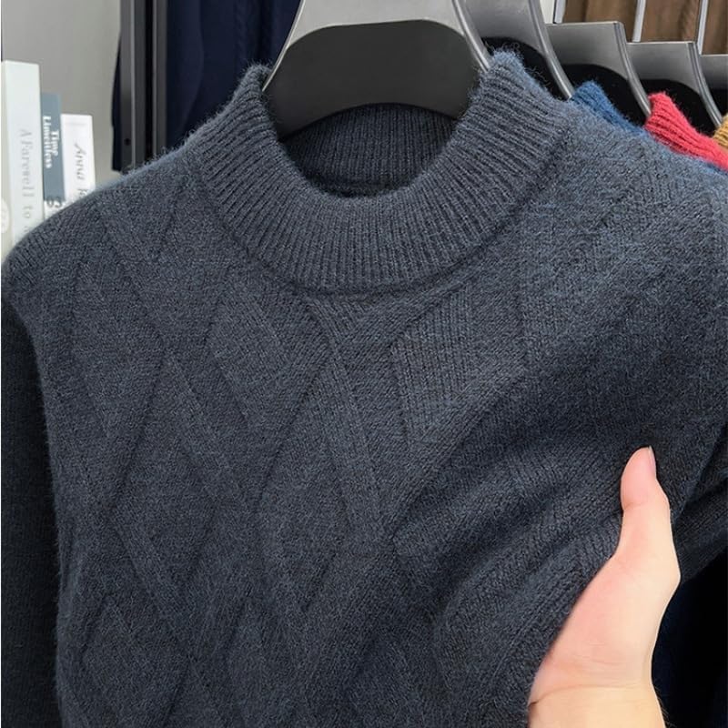 Men's Knitted Base Sweater Casual Semi High Neck Sweaters