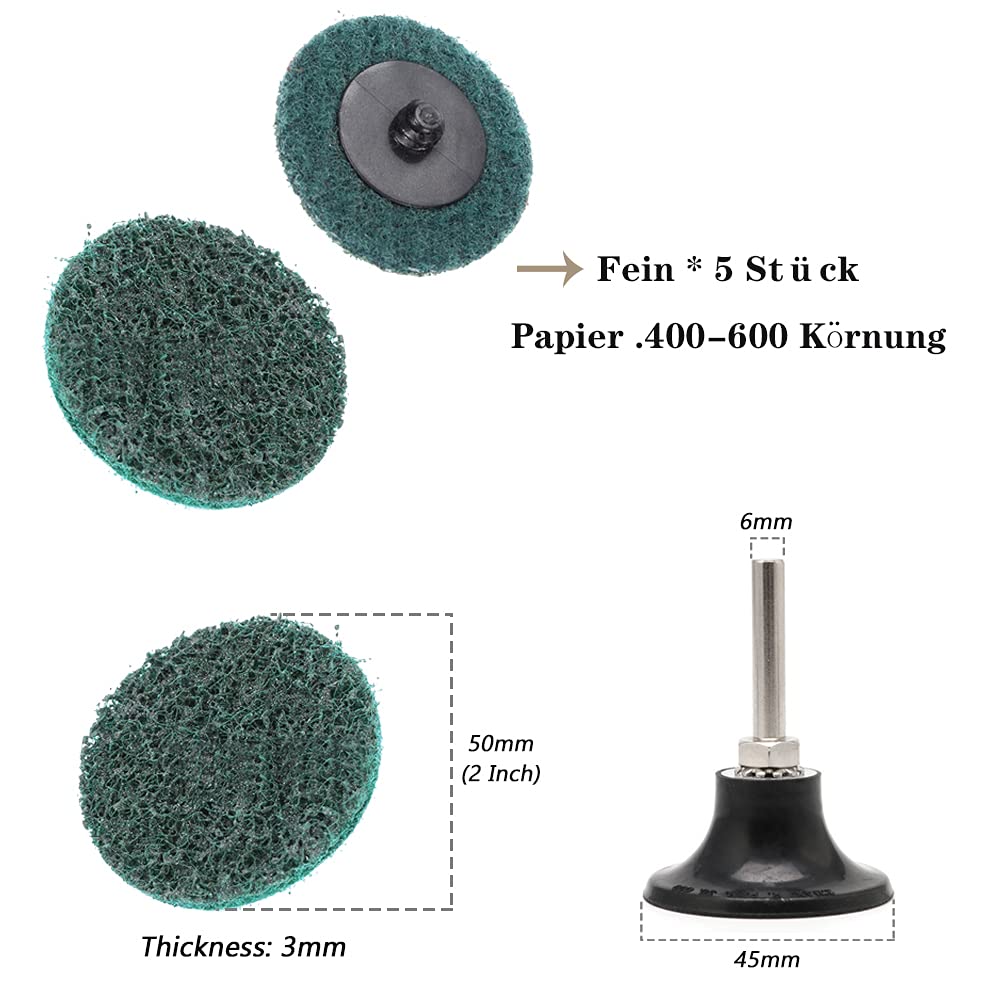 Mesee 15 Stück Schleifscheiben-Set, 2 Zoll Roll Lock Schnellwechsel Scheiben für Stabschleifer Oberflächenentrostung, Schleifen, Polieren, Grat, Rostfarbe (Kurs/Mittel/Feinkörnung)