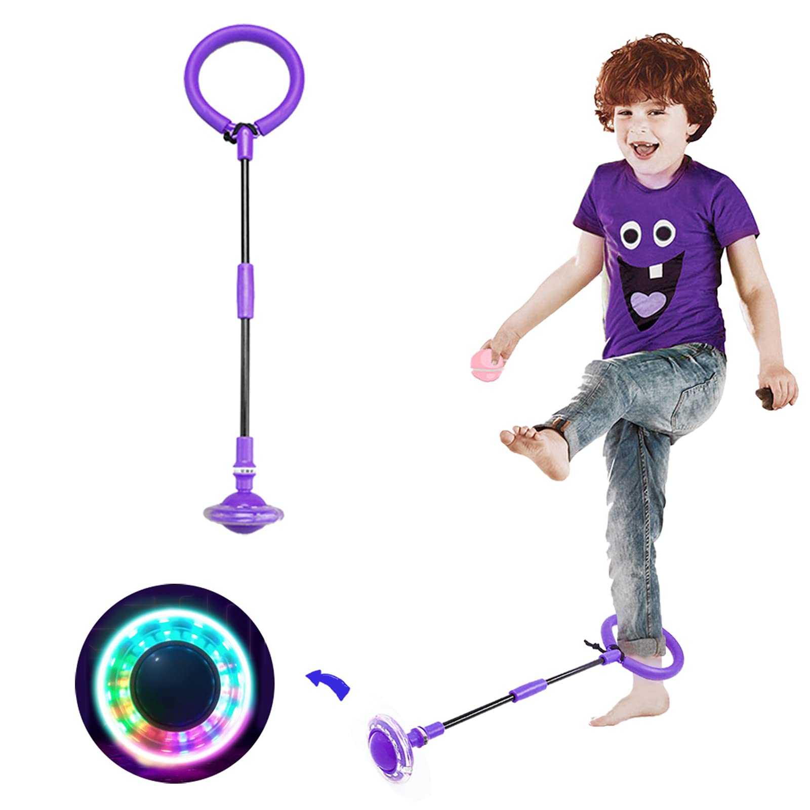 CingfanluSkip Ball for Kids, Skip it Foldable Colorful Flash Wheel Boys Girls Toys, Indoor Outdoor Jump Rope Game Toys for Adults and Age 5 6 7 8 9 10 Years Old