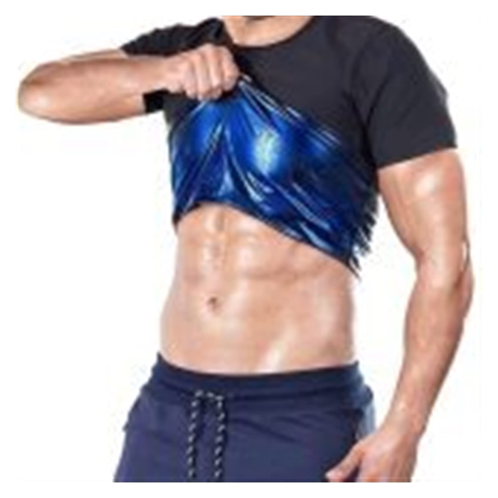 Męska Koszula Dresowa Do Sauny Odchudzanie Body Shaper Kamizelka Zatrzymująca Ciepło Gym Workout Ćwiczenia Top Z Krótkim Rękawem Garnitur do sauny (Color : Men, Size : 3XL)