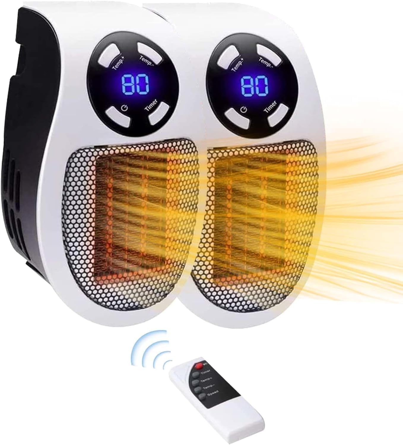 Ozzie Heater, Small Heater, Ozzi Heat, Ozzie Space Heater, 500W Electric Heater, Portable Space Heater, Small Space Heaters Mini Top Heat Plug in Wall Heater, Indoor Electric Space Heaters (2Pcs)