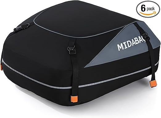 MIDABAO Waterproof Duty Car Roof Top Carrier-Car Cargo Roof Bag Car Roof Top Carrier - Waterproof & Coated Zippers- Includes Anti-Slip Mat- for Cars with or Without Racks (12 Cubic feet)