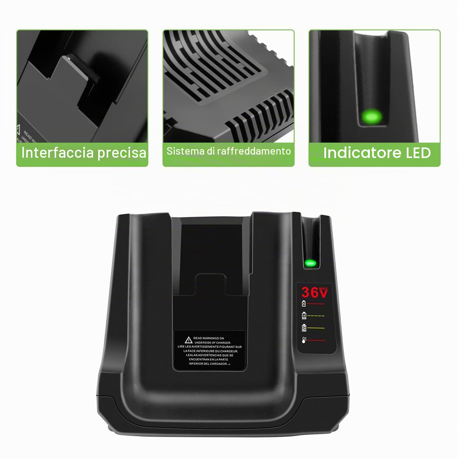 Caricatore di Ricambio BDC2A36 / LCS36 / LCS40 per 36V Batterie BL2536 BL20362 BL20362-XJ LBX2040 LBX36 LBXR36 LBXR2036 LBX1540 LBX2540 LST136W LST540 LCS1240