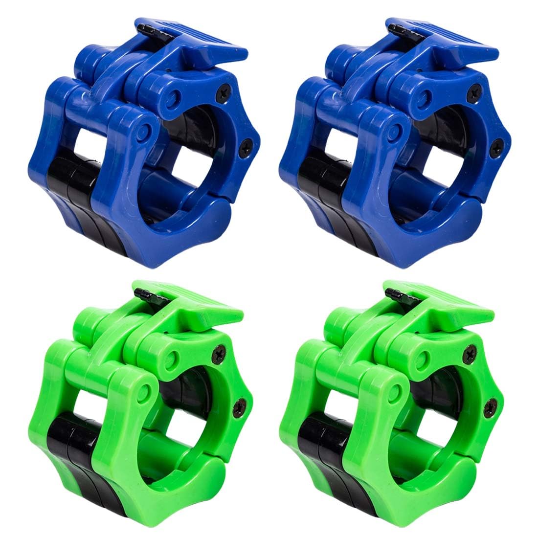 Morsetti per Bilanciere 4 Pezzi-Sollevamento Pesi Bilanciere Morsetto Collare-Ferma Bilanciere Palestra Pesi 25mm-per Sollevamento Pesi con Bilanciere da Palestra（Blu e Verde）