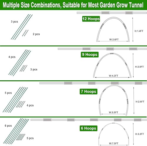 Miniatura 2 de Aros de jardín para camas elevadas, mini aros de invernadero de 6 pies para túnel de cultivo más amplio, soporte de plantas, estacas de jardín de