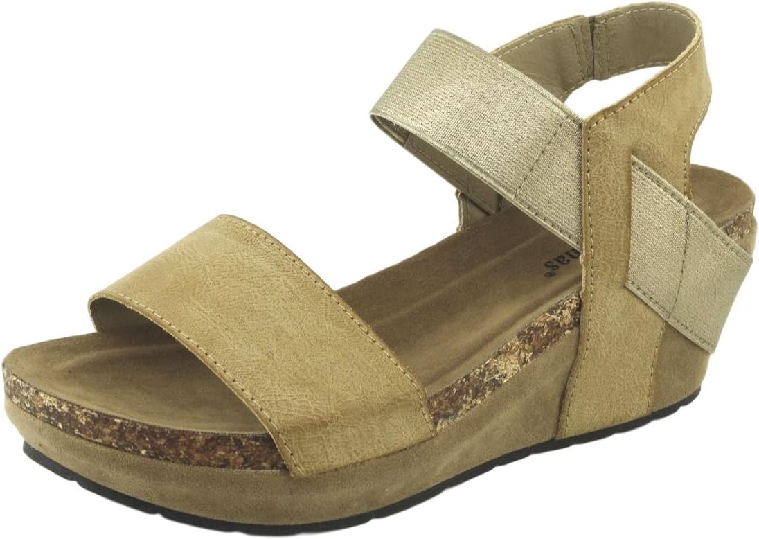 Chantal-2 Women's Strappy Rounded-Toe Wedge Sandals